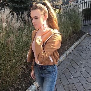 Forever 21 tan cropped jacket